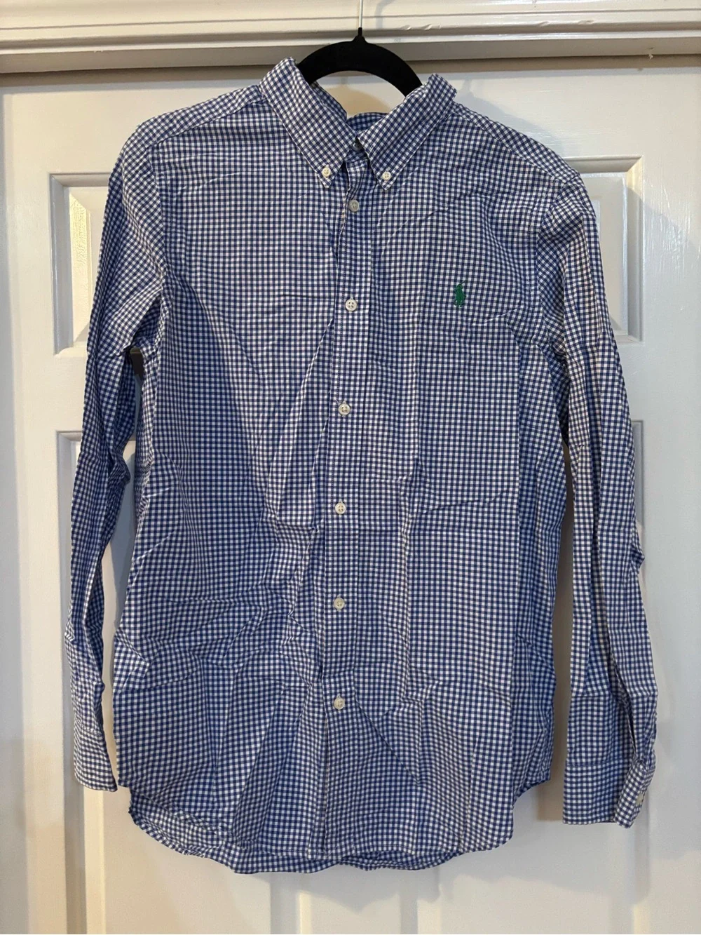 Ralph Lauren Blue and White Gingham Button-Down Shirt